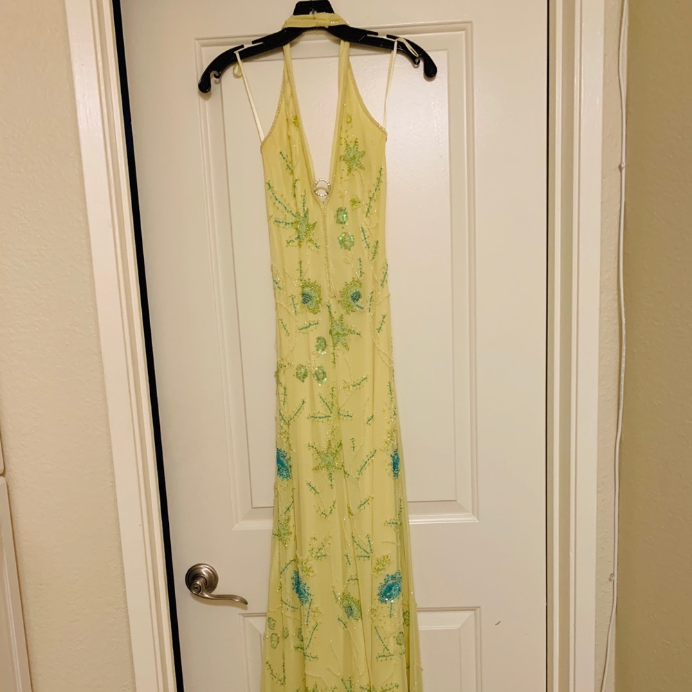 Yellow beaded dress - gala - floor length